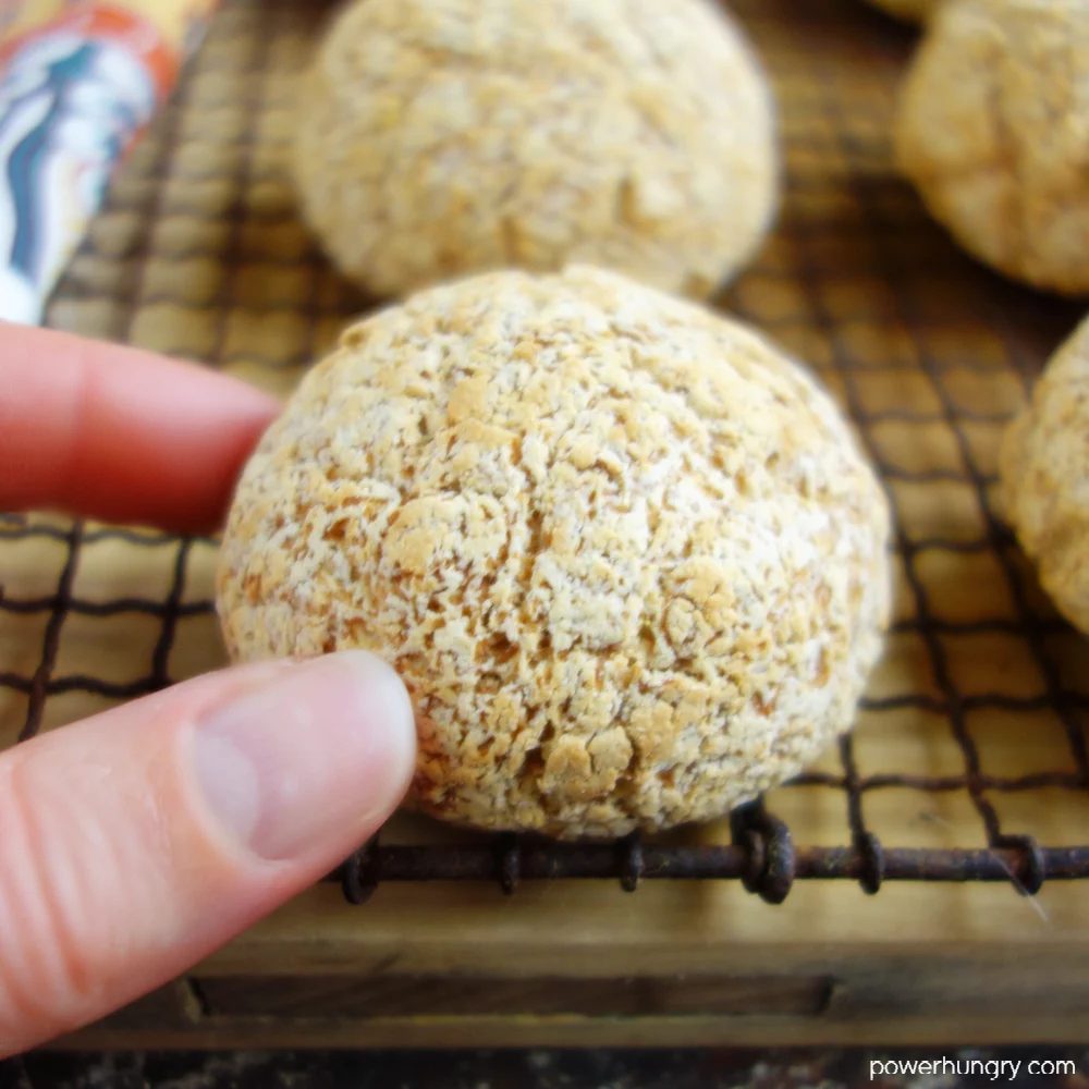 coconut flour rolls on an antique cooling rack