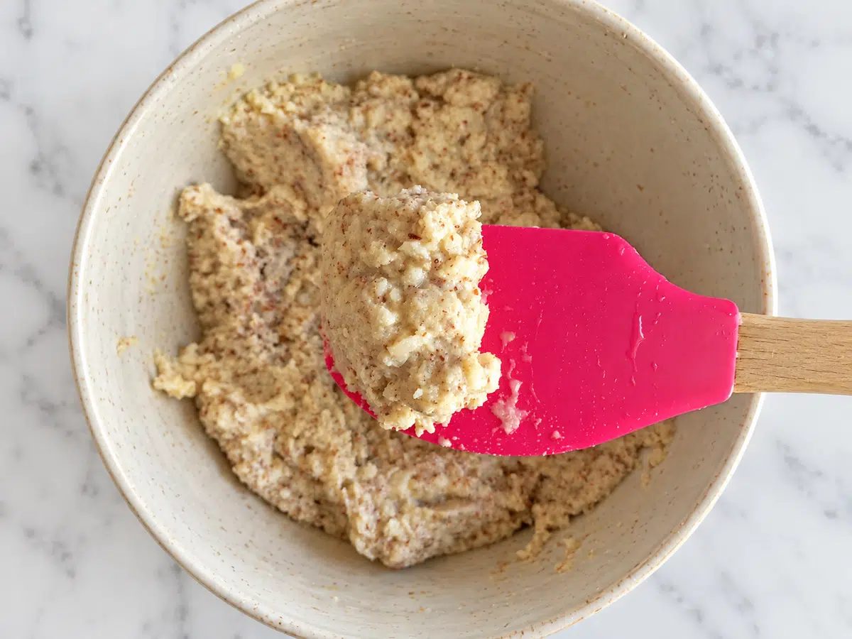 coconut flour cauliflower biscuits batter in bowl