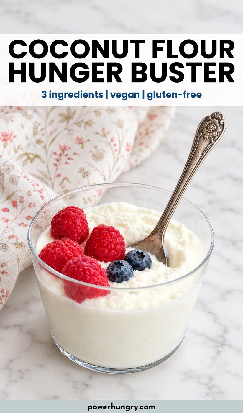pinterest pin for coconut flour hunger buster