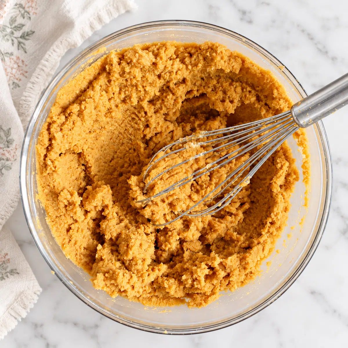 pumpkin pie bars dough mixed in a mixing bowl
