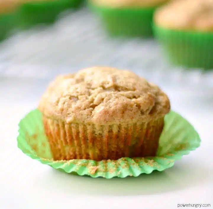 close-up of an unwrapped coconut chickpea flour muffins