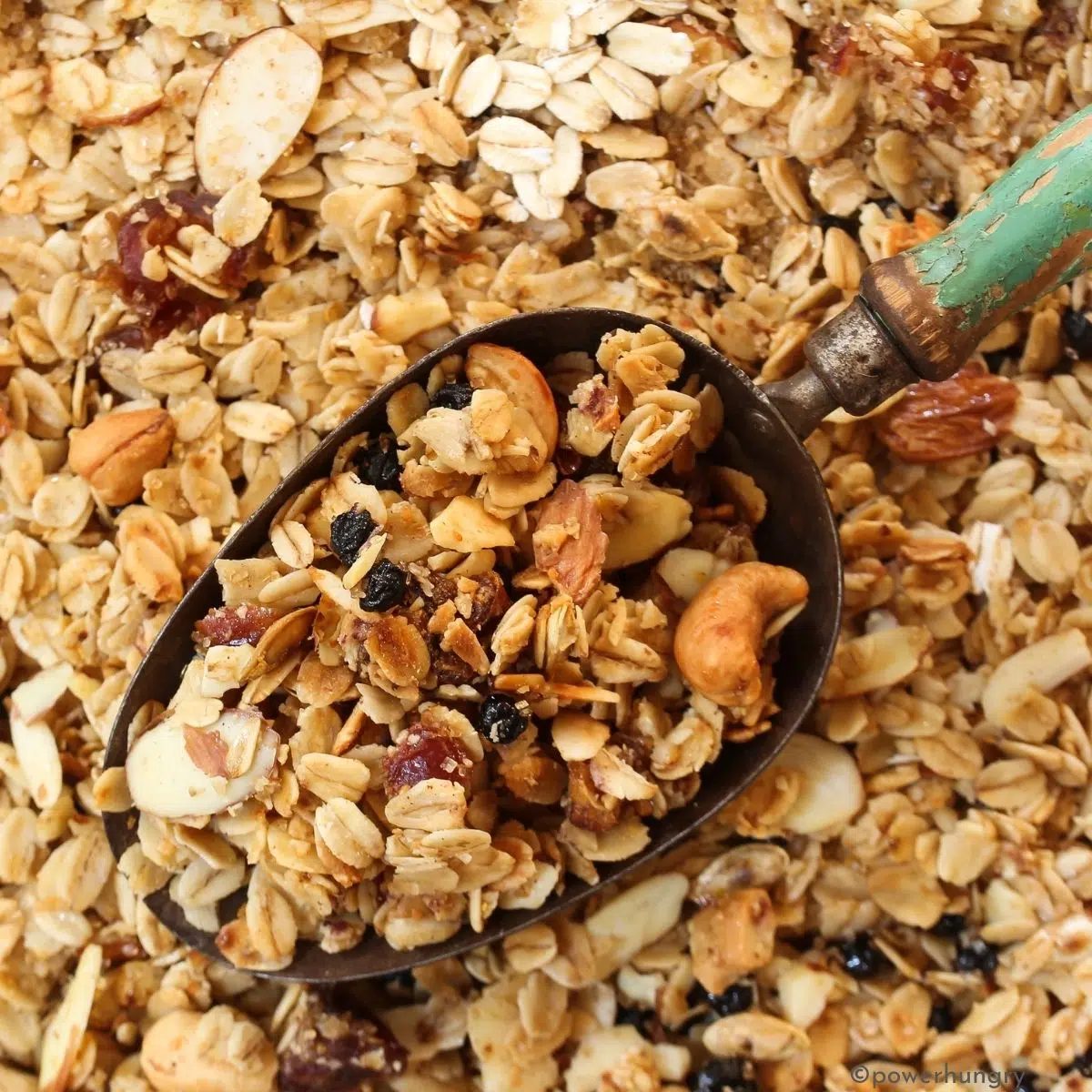 coconut oil granola with a n old fashioned scoop