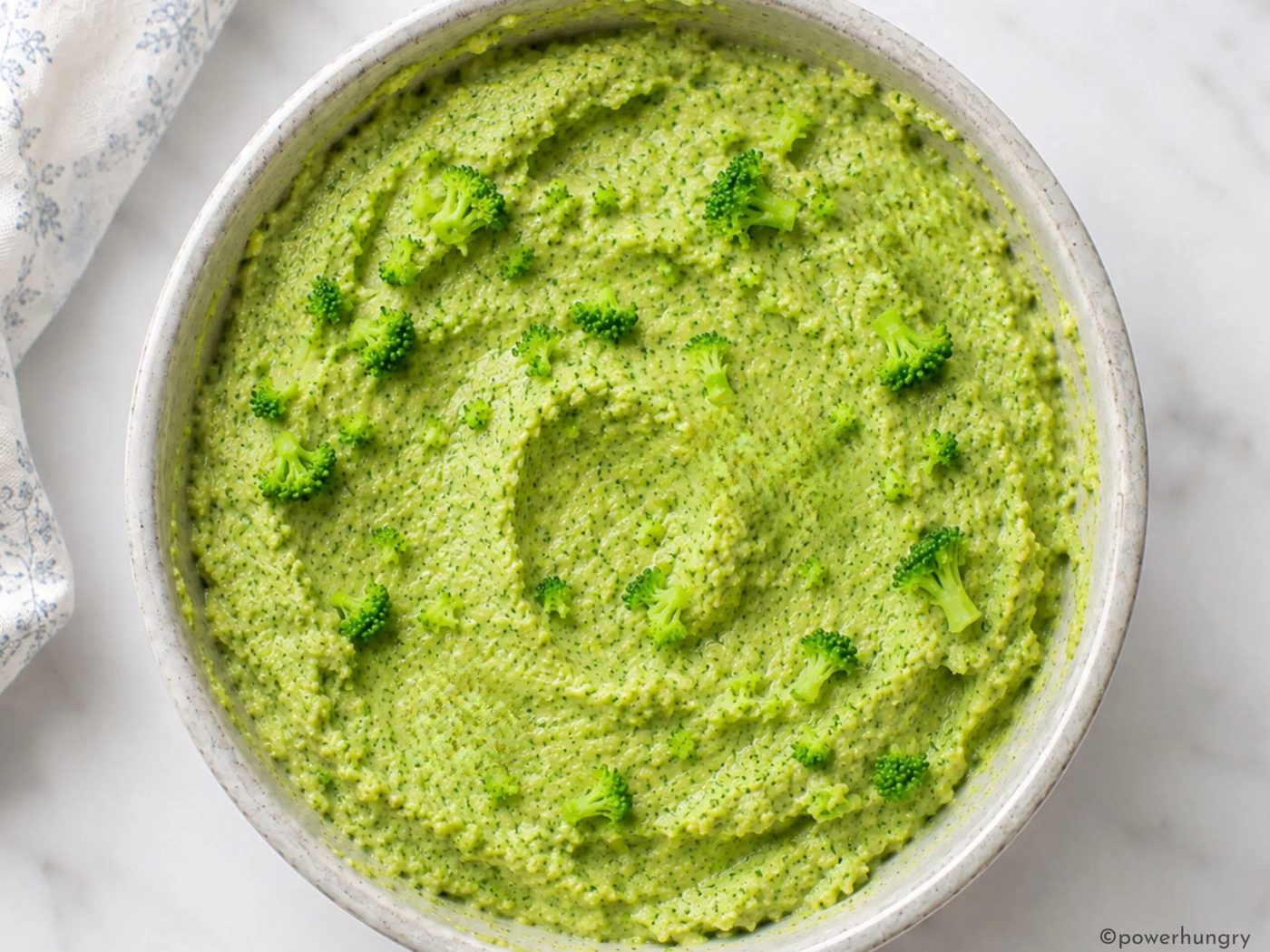 overhead shot of broccoli hummus