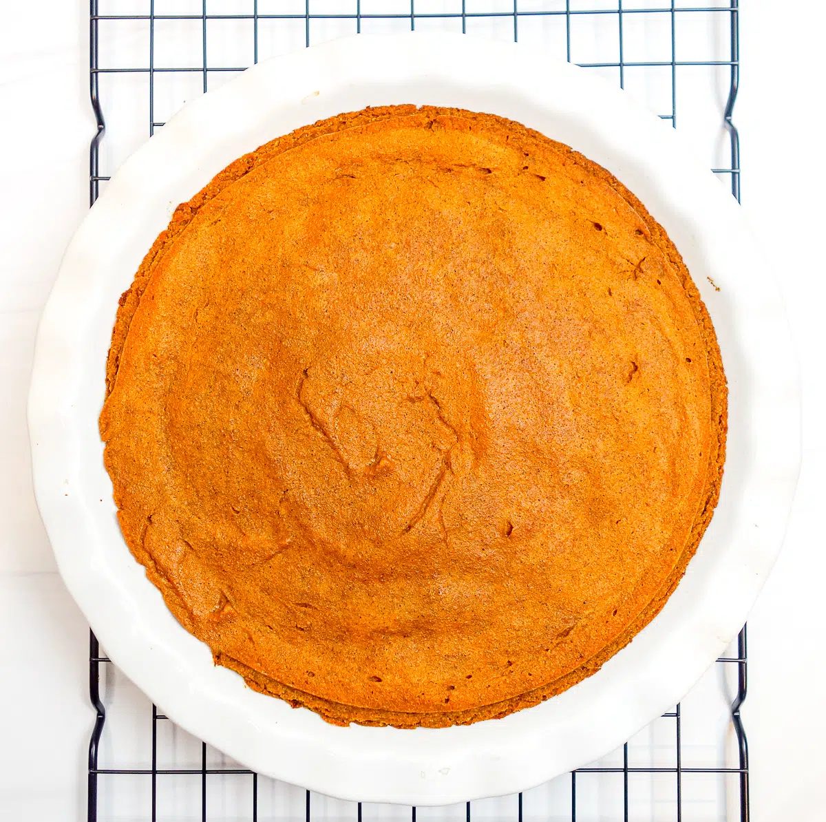 crustless vegan gluten-free pumpkin pie on cooling rack