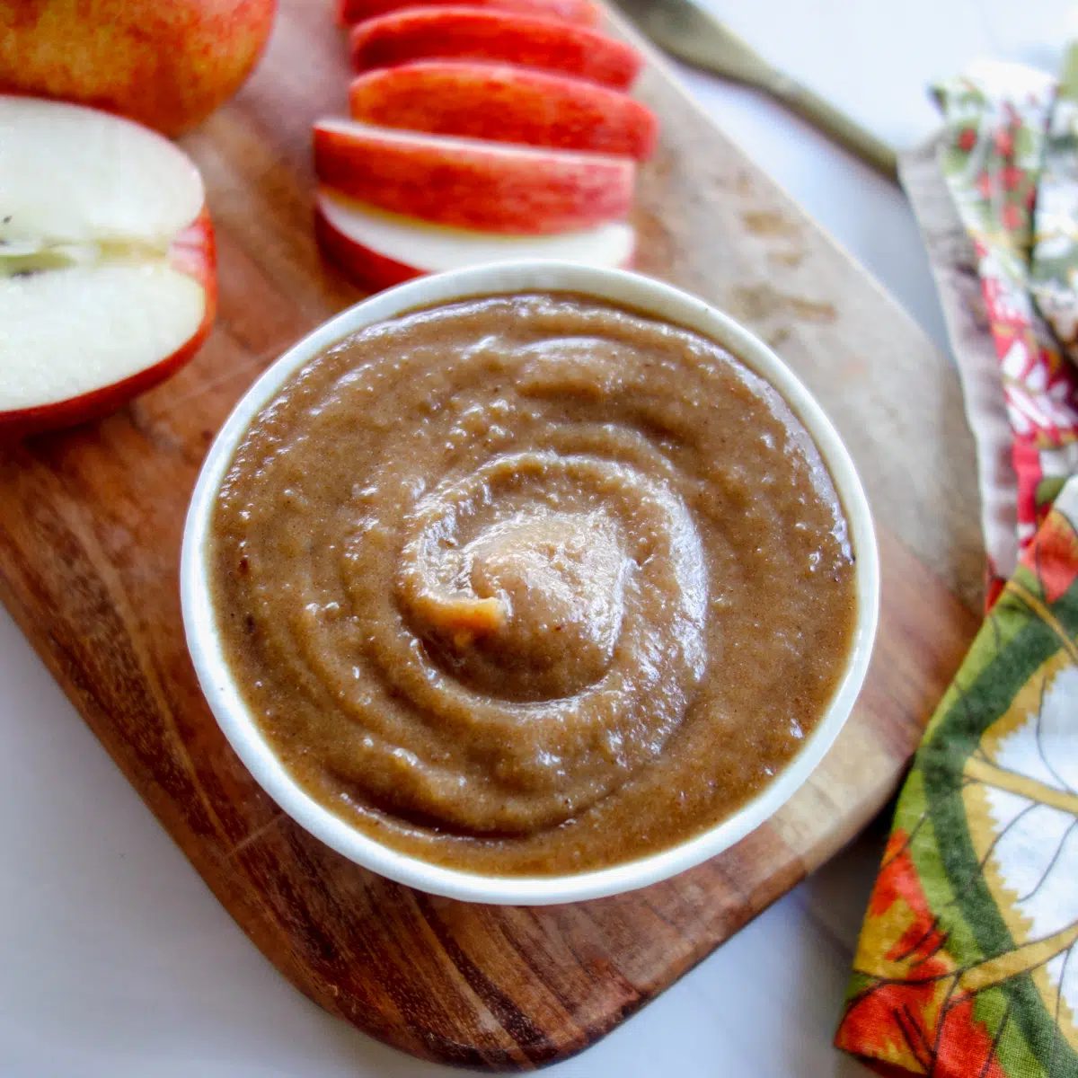 date caramel dip in a white bowl