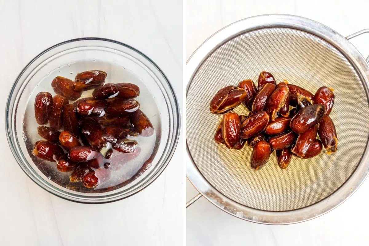 dates being soaked in boiling water