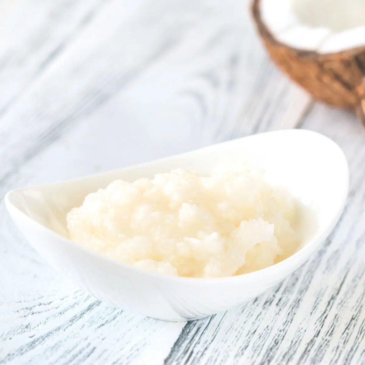 coconut butter in a white dish