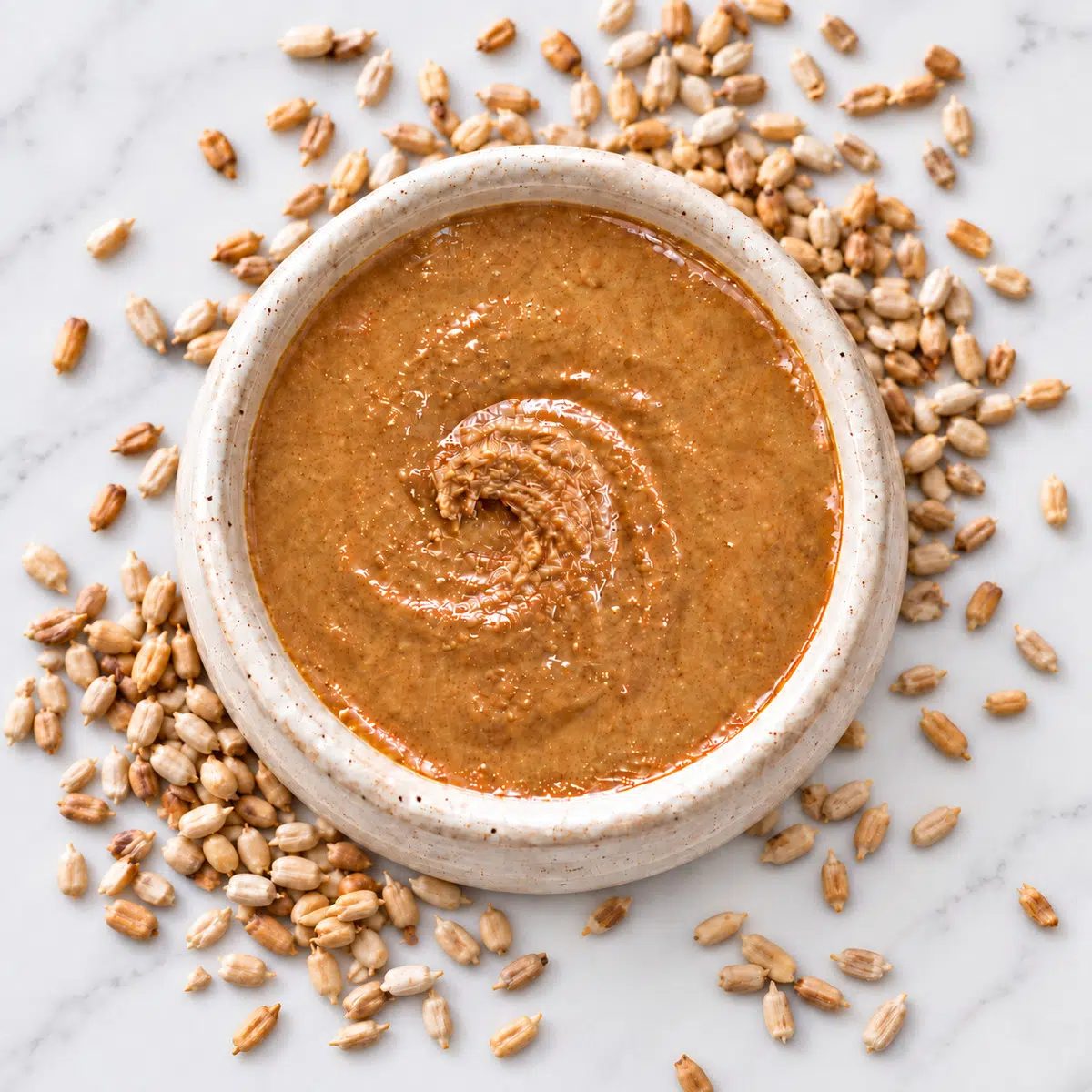 sunflower seed butter surrounded by sunflower seeds