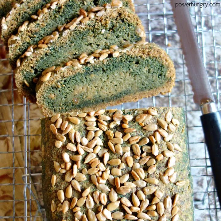 sunflower seed flour that is green from baking soda