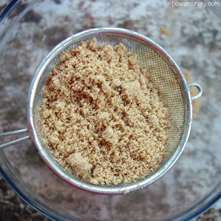 mesh sieve filled with DIY sunflower seed flour