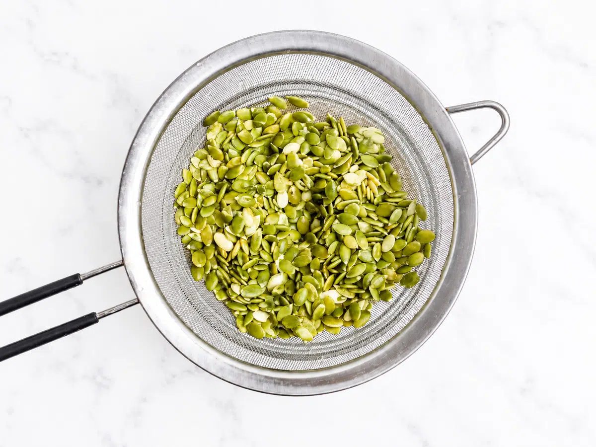drained pumpkin seeds for pumpkin seed tofu