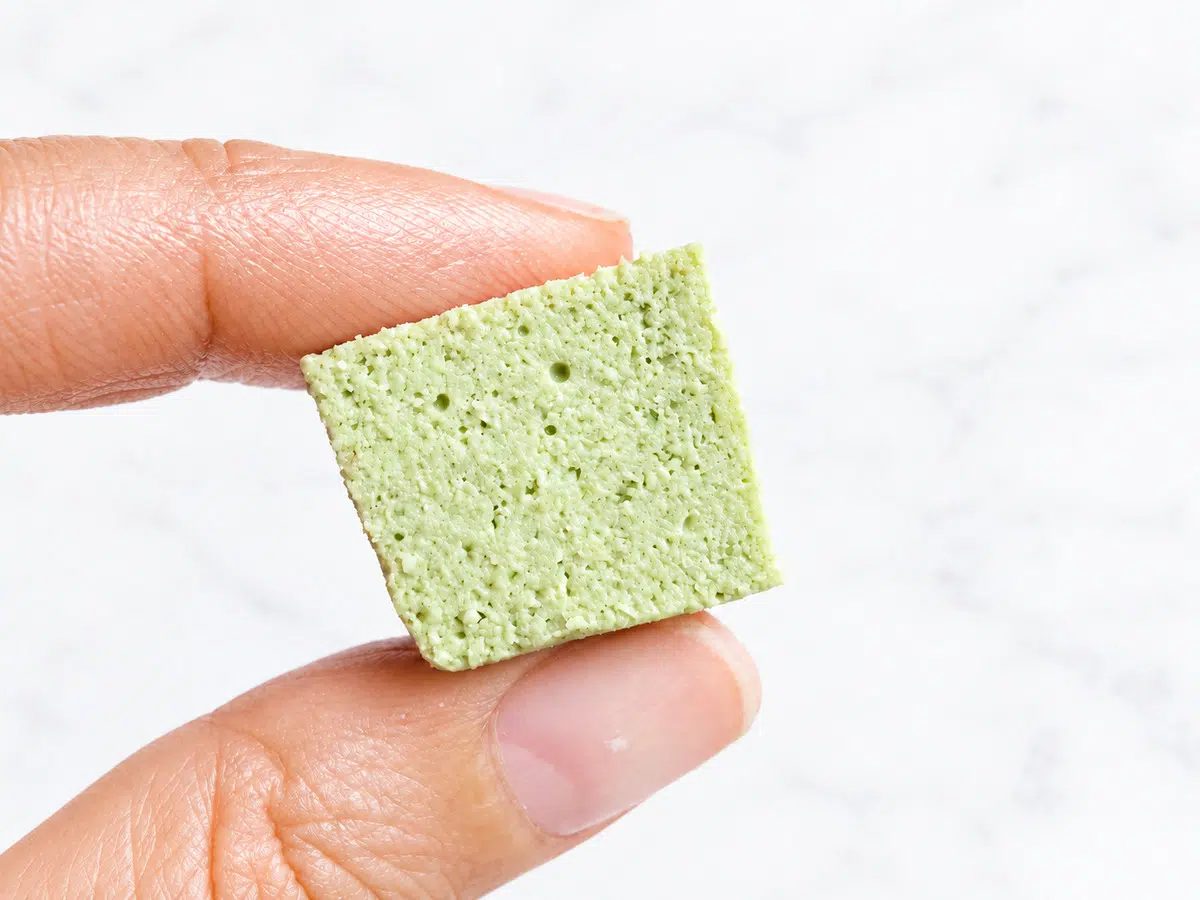 close-up of pumpkin seed tofu texture