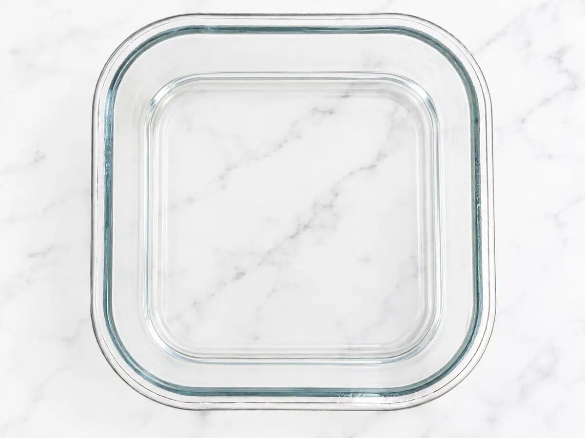 empty dish ready for pumpkin seed tofu mixture