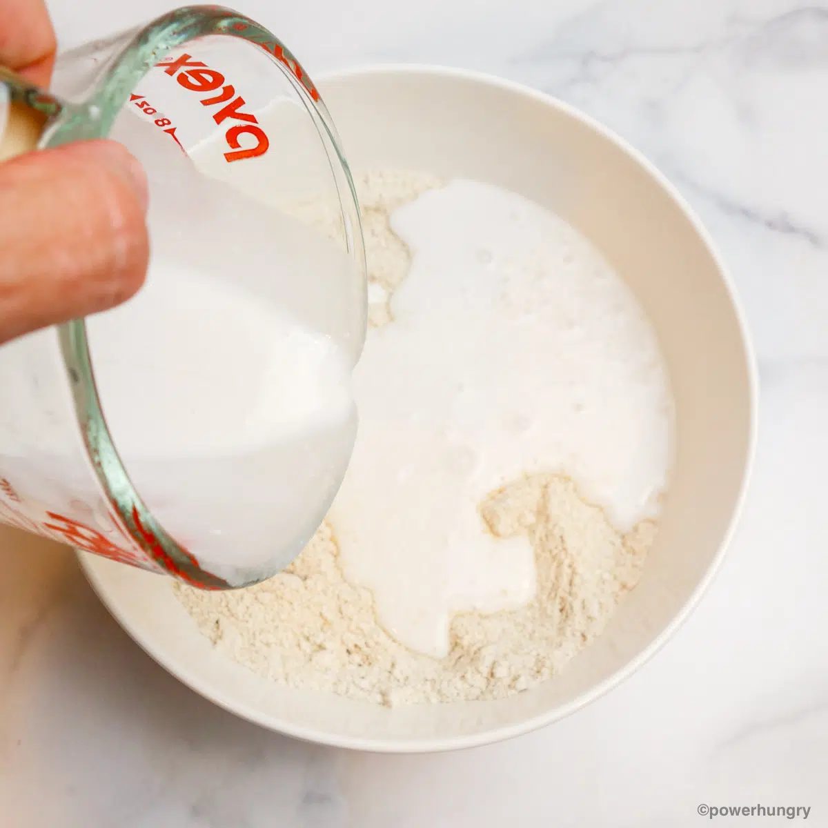 coconut milk getting added to dry ingredients