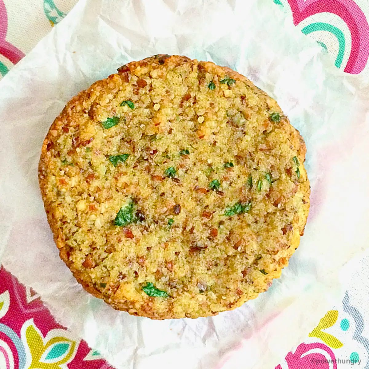 overhead shot of a single vegan almond flour biscuit