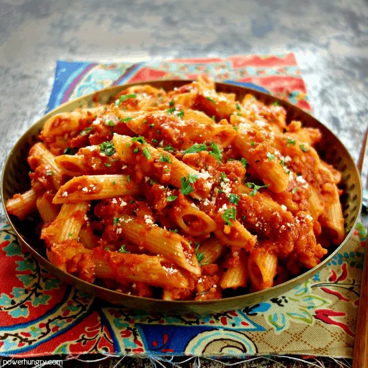High Protein Lentil Bolognese Pasta (Vegan, Grain-free)