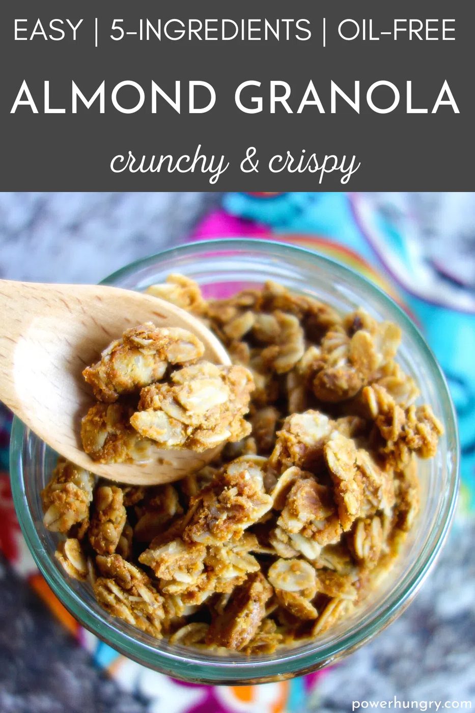 oil-free almond granola spoonful