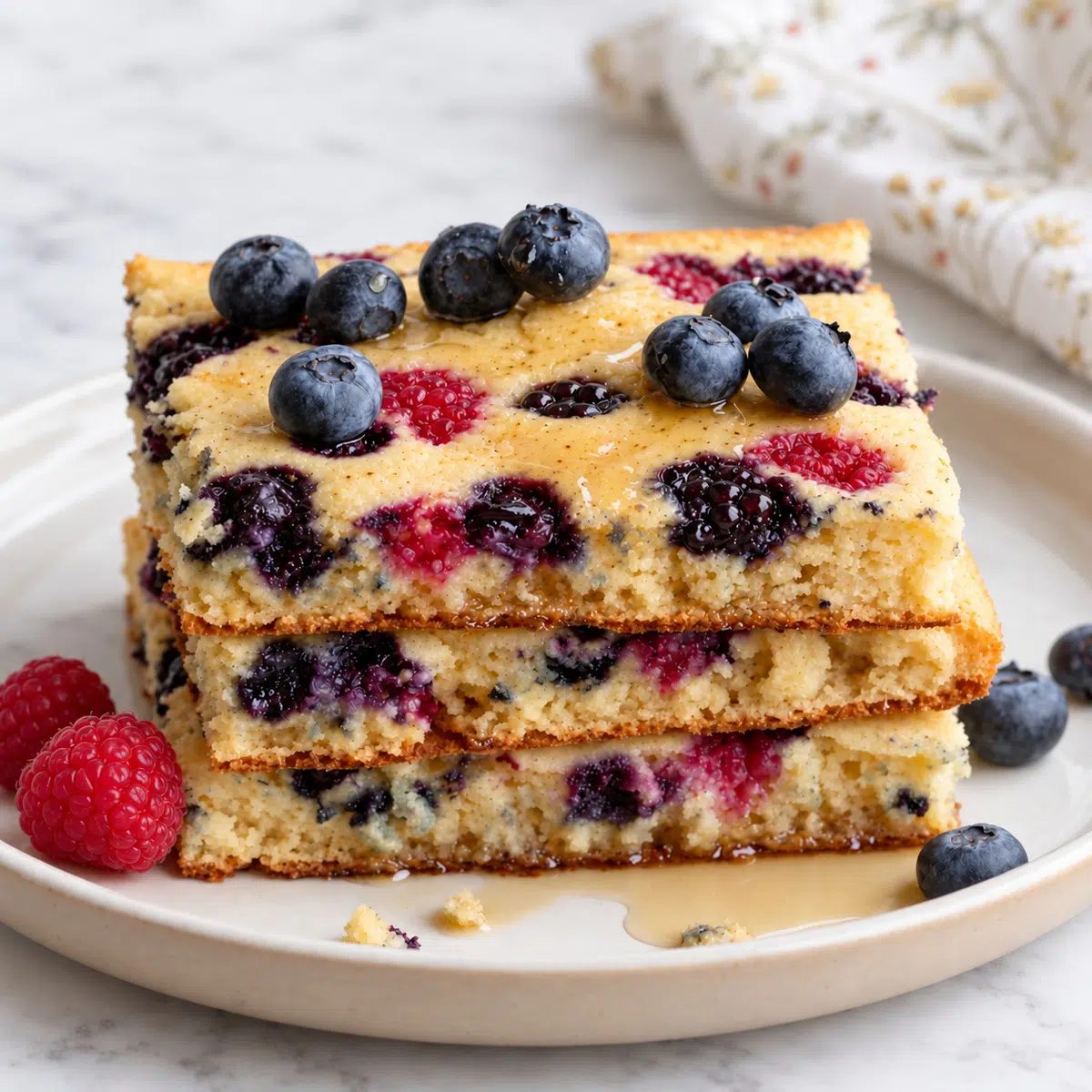stack of vegan gluten-free sheet pancakes cut and plated