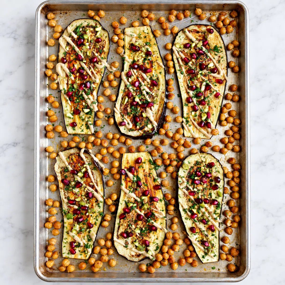 Eggplant and Chickpea Sheet Pan Dinner