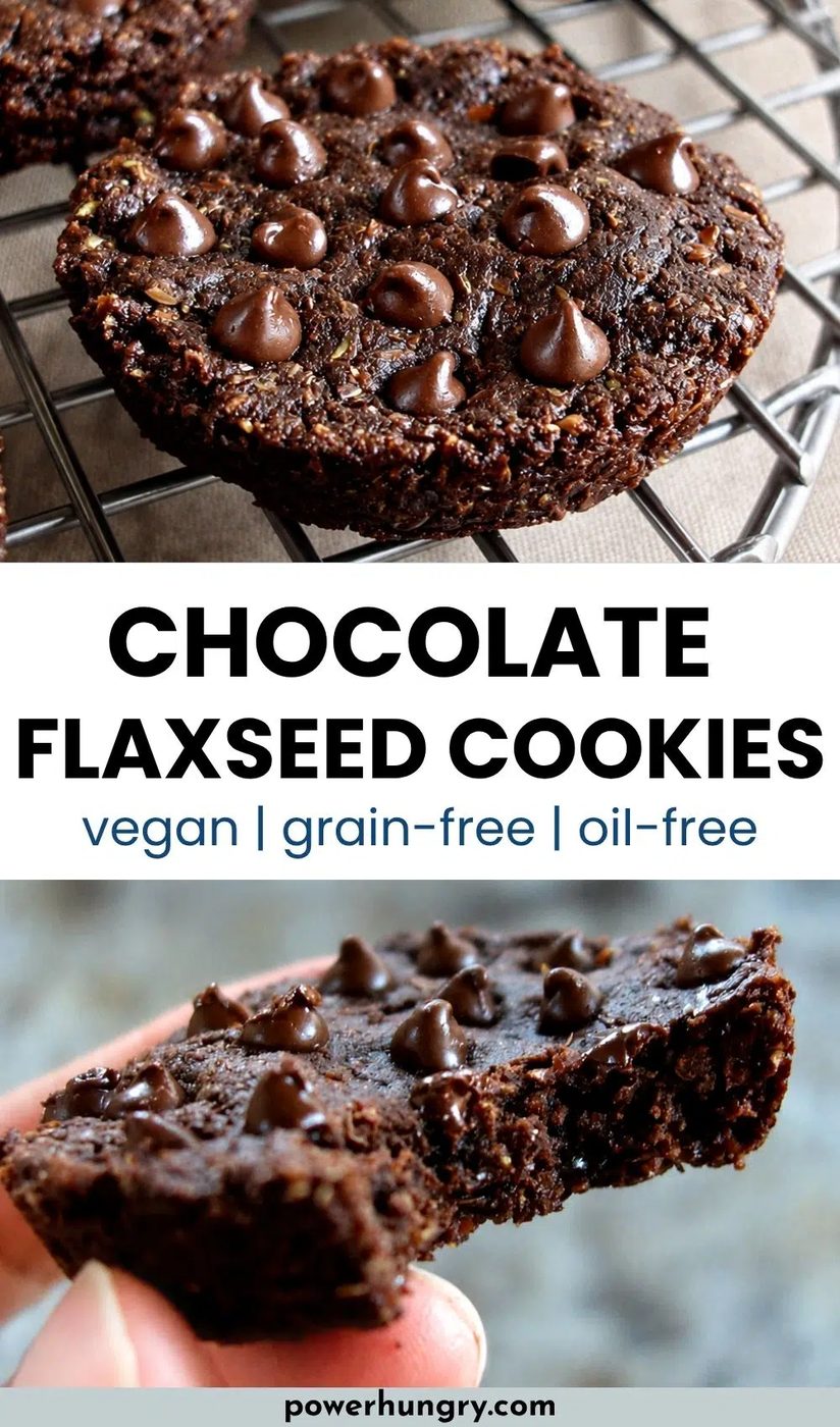 2 photo collage for chocolate flaxseed cookies
