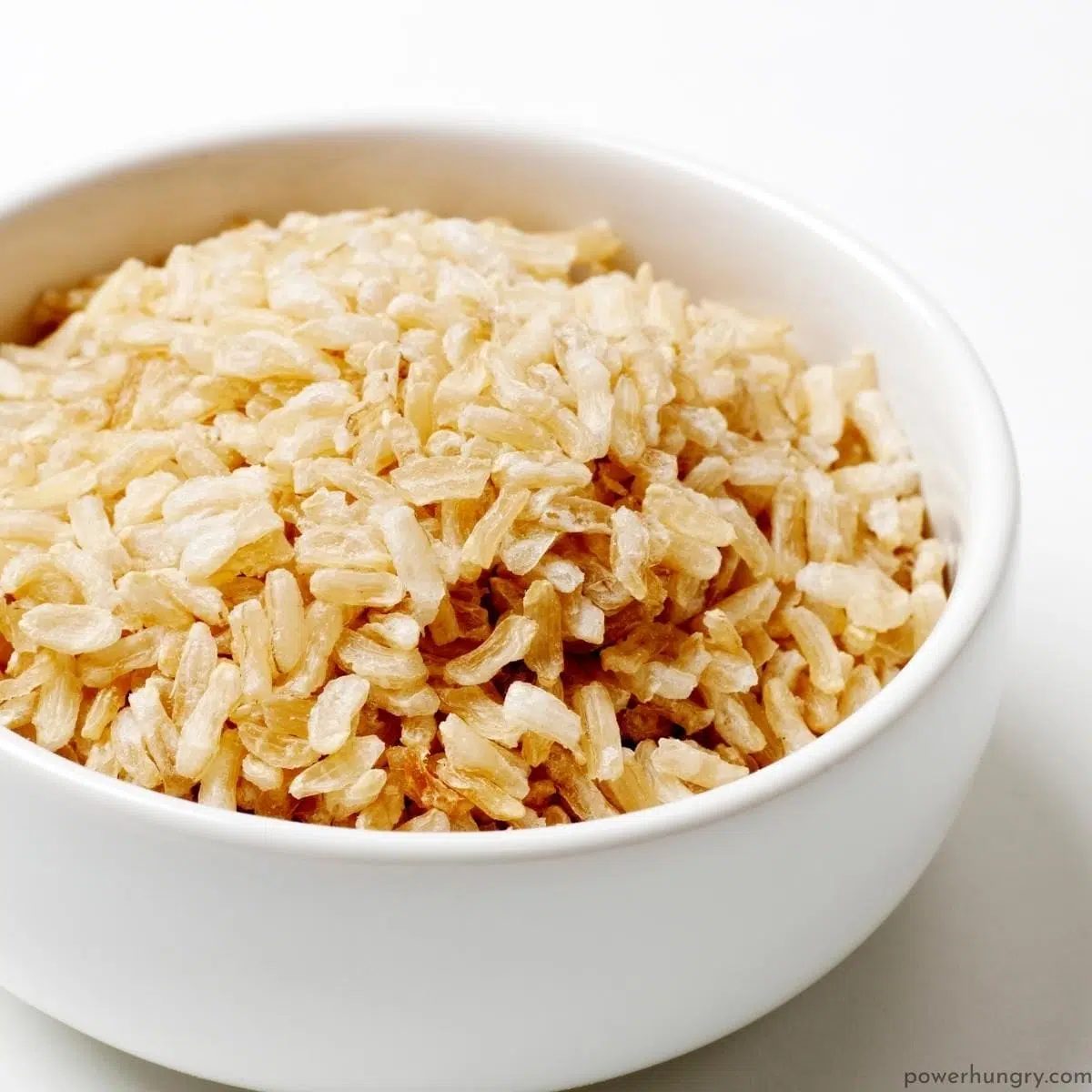 cooked brown rice in a white bowl