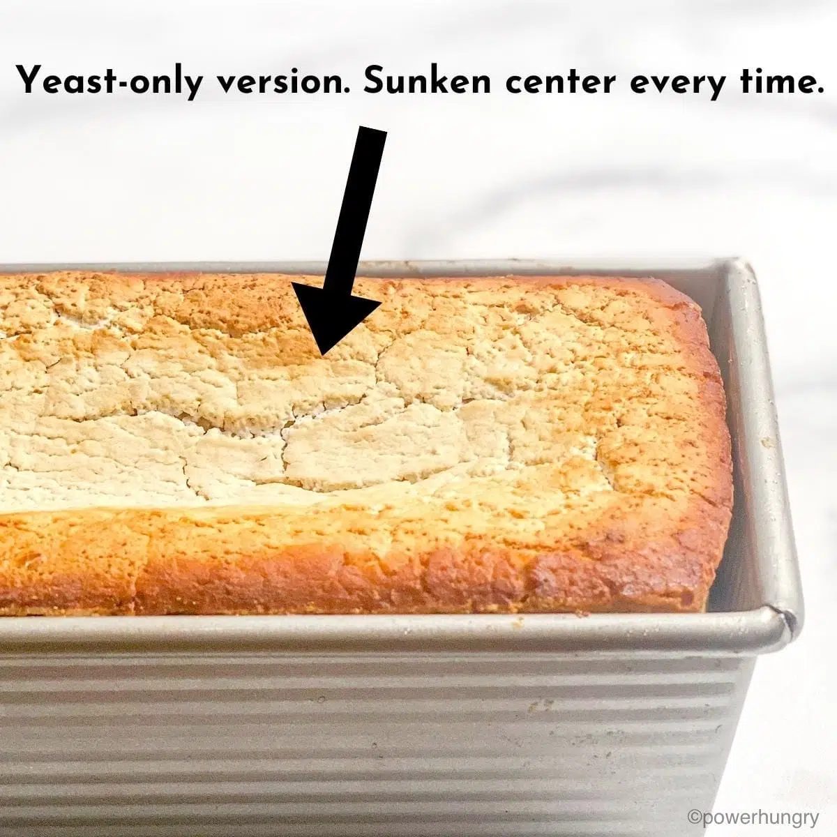 sunken loaf of brown rice bread