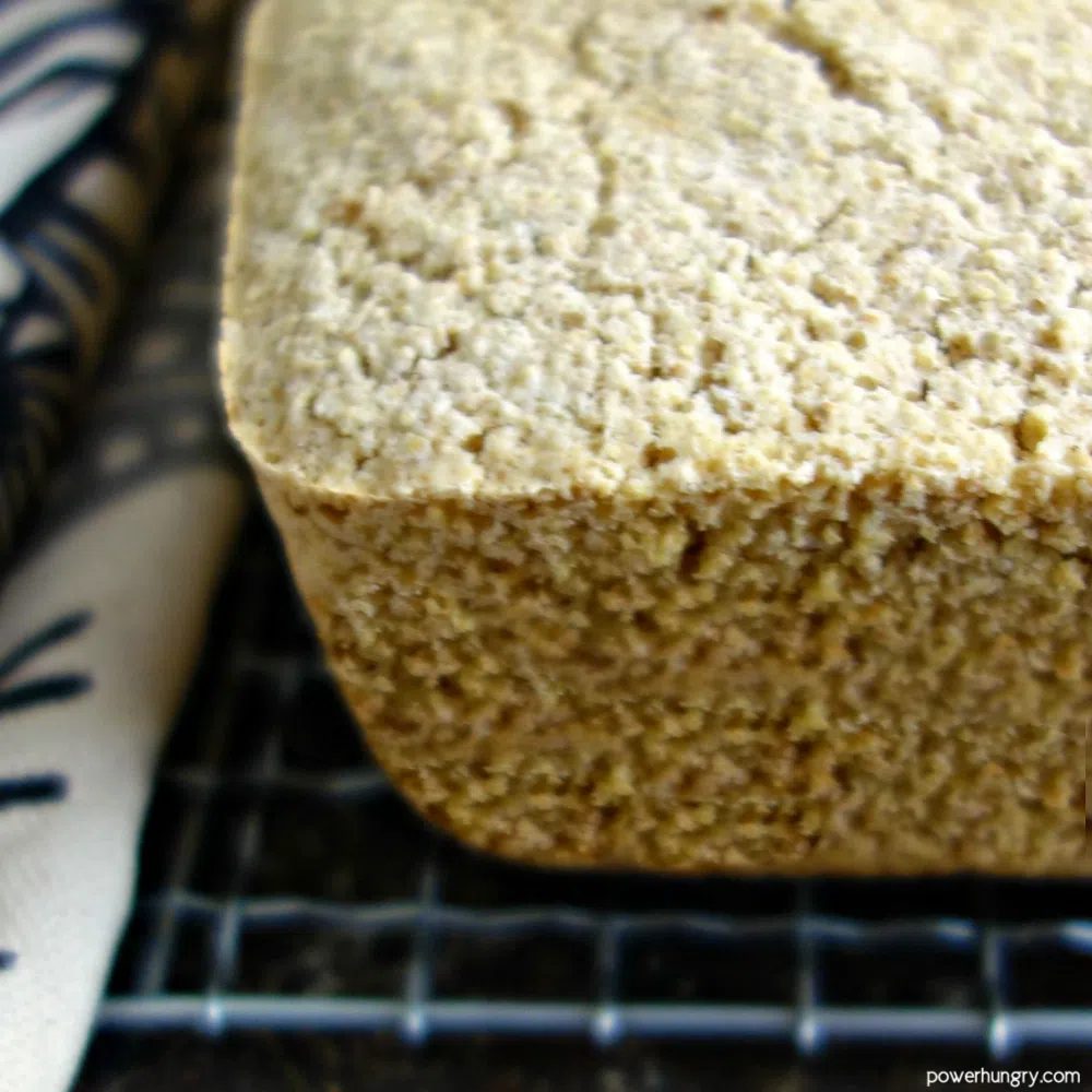 close up of corner of vegan bread loaf