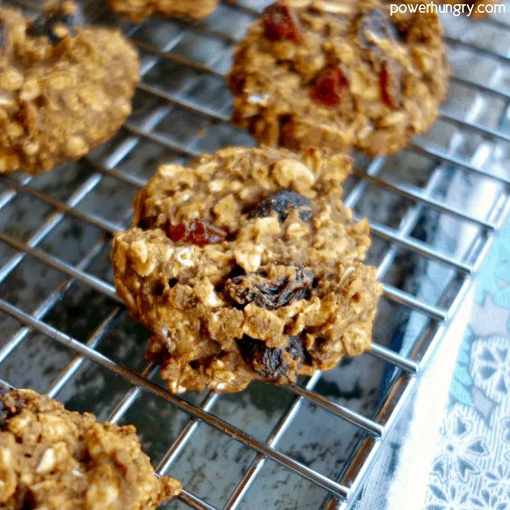 Nourishing, flourless oatmeal raisin cookies that are vegan, gluten-free, and oil-free.