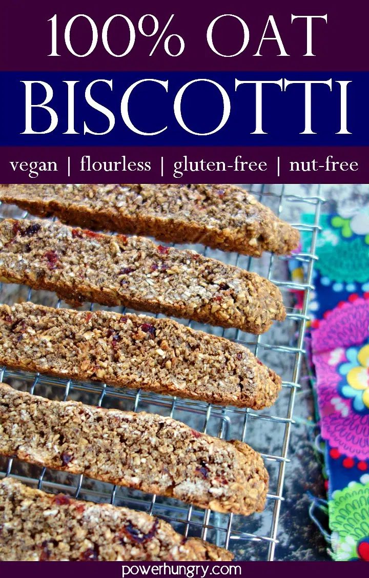 oat biscotti on a cooling rack with a colorful napkin alongside