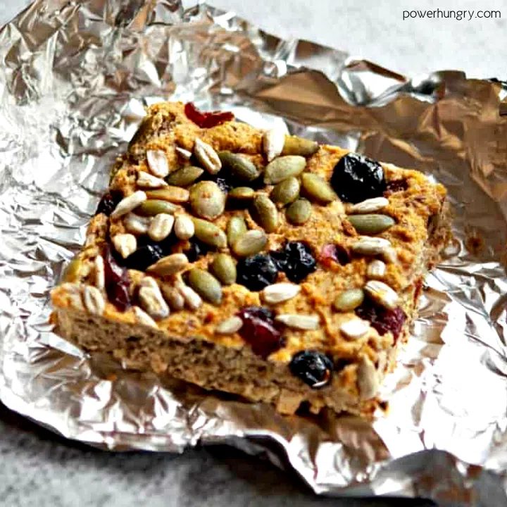a coconut flour breakfast bar on a piece of foil