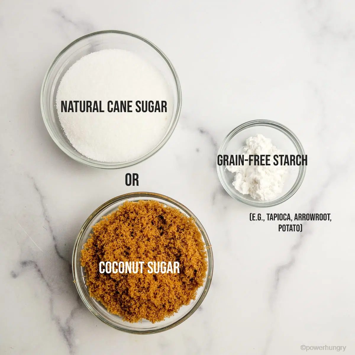 overhead shot of ingredients for diy grain-free powdered sugar