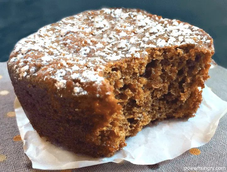 individual vegan grain-free gingerbread cake with a bite taken out