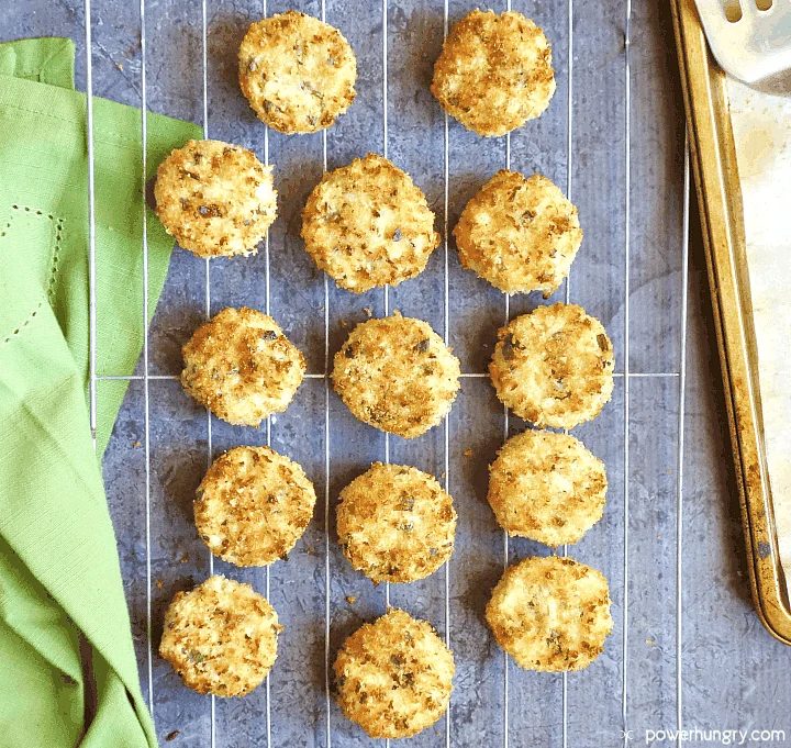 Vegan Hearts of Palm Crab Cakes on Cooling Rack