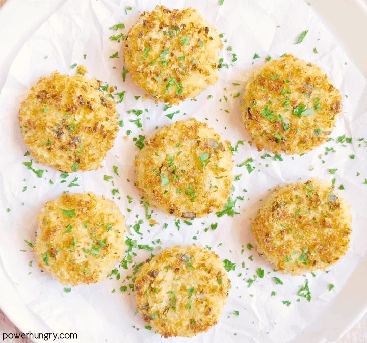 Plate of Vegan Hearts of Palm Crab Cakes