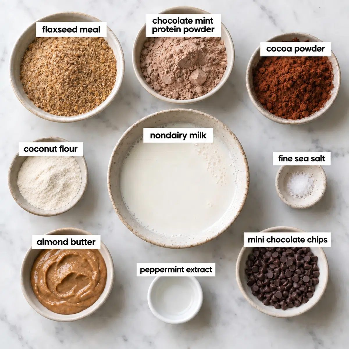 ingredients for chocolate mint protein cookies