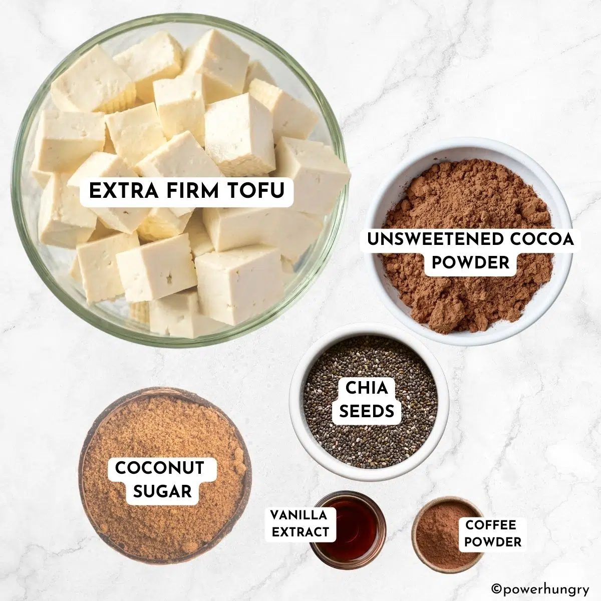 ingredients for high protein vegan chocolate puddin