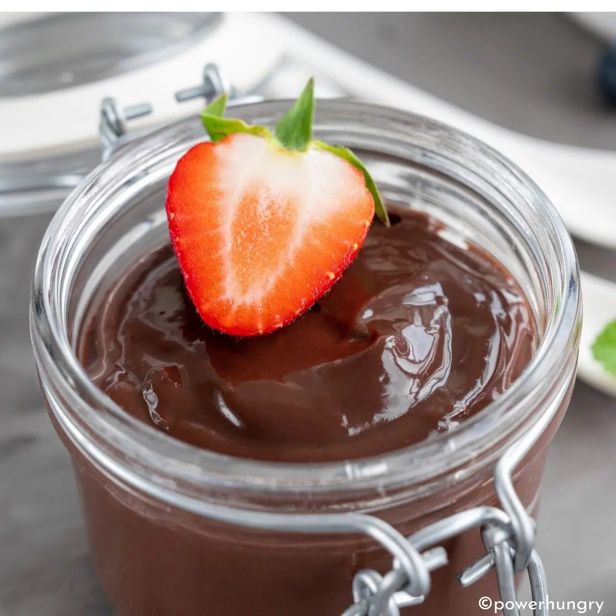 close up of vegan protein pudding in a cup
