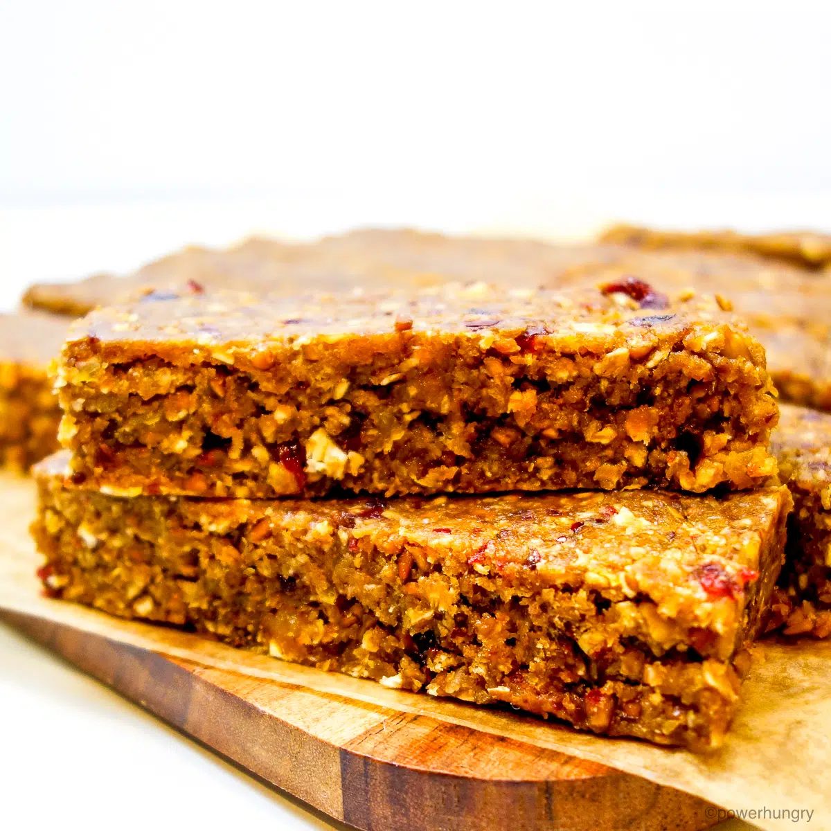 flax protein bars on a wood cutting board