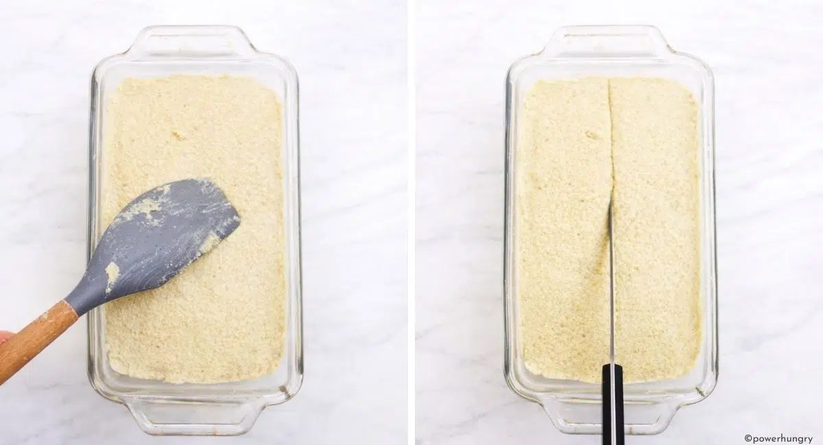 high protein millet bread in a pan