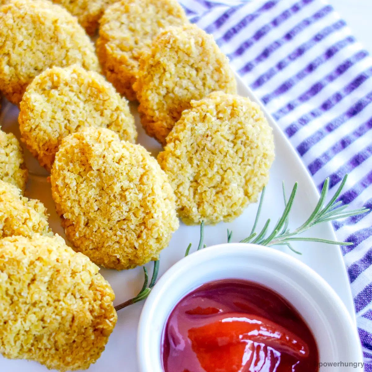 millet nuggets on a white plate