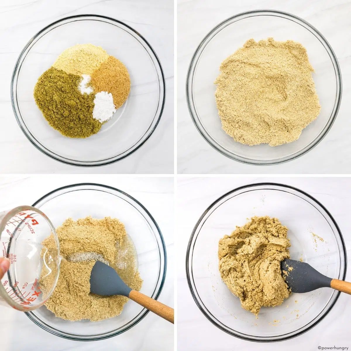 4 photo collage showing how to make pumpkin seed bread rolls , the dough portion