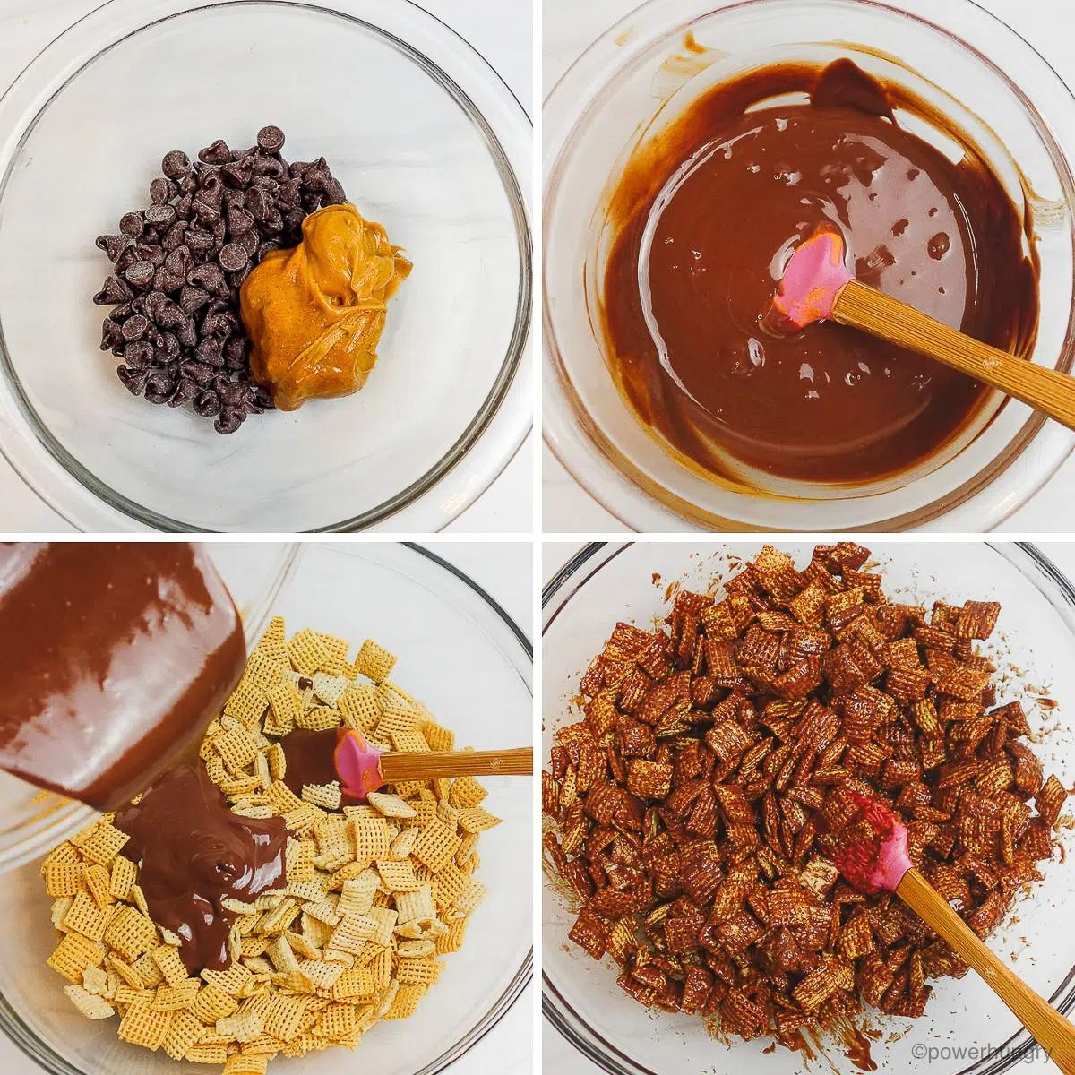 4 photo collage showing how to make high protein puppy chow
