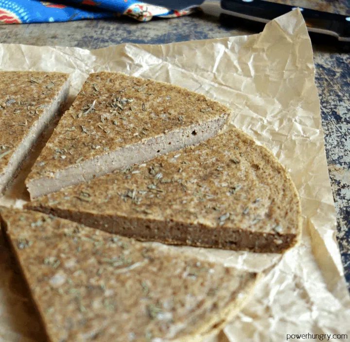 vegan lentil flatbread with chopped rosemary