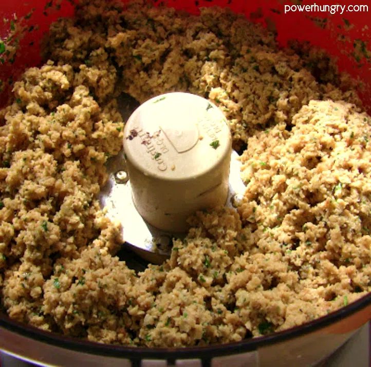 tvp meatball mixture in food processor