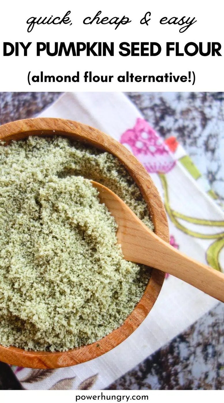 close-up of a bowl of pumpkin seed flour
