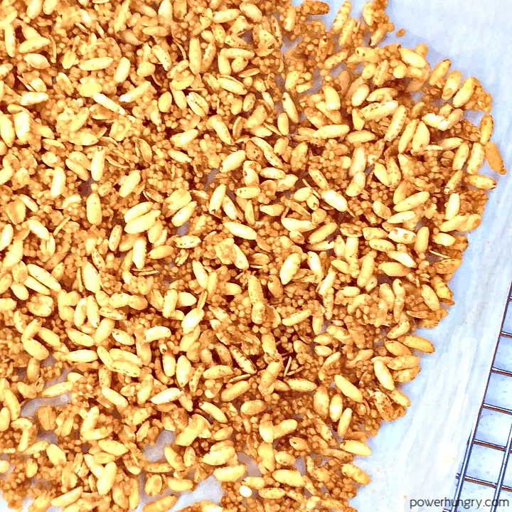 light and low cal granola cooling on a wire cooling rack