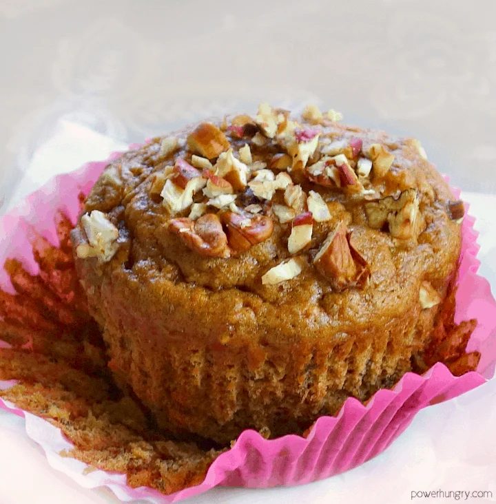 partially unwrapped vegan hummingbird muffin