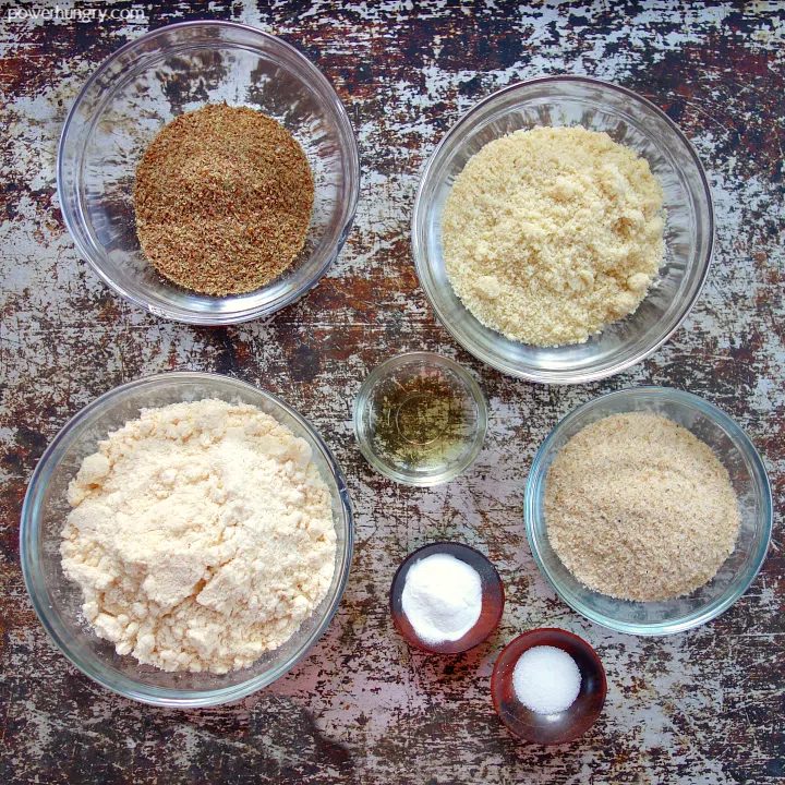 ingredinets laid out for coconut flour bread