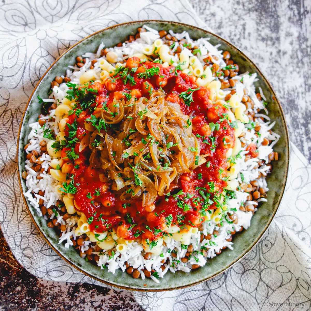 overhead shot of koshari