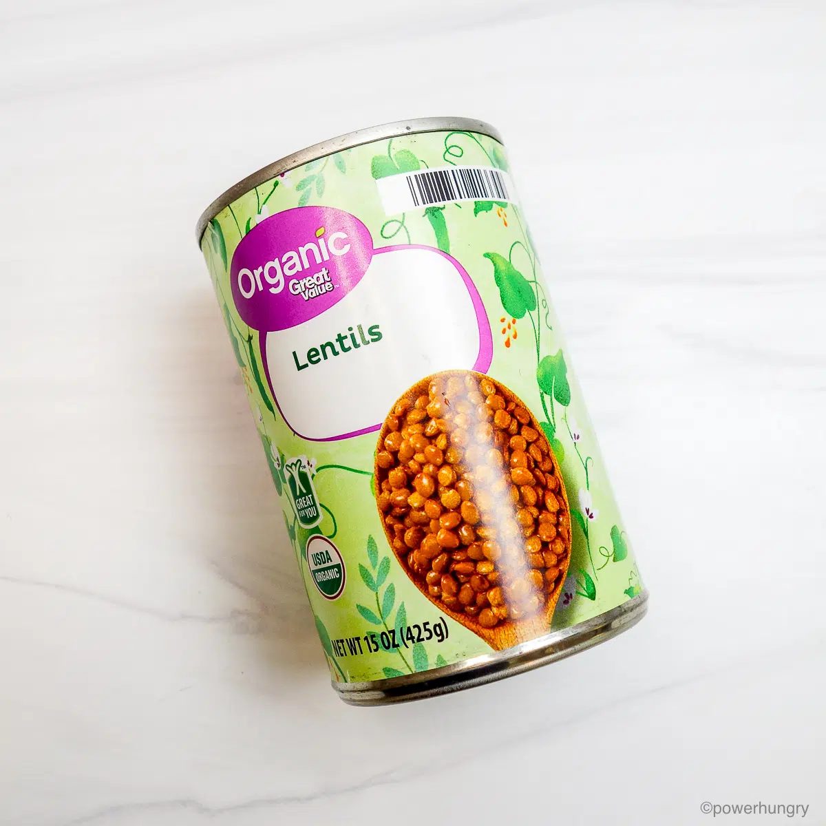 can of organic lentils